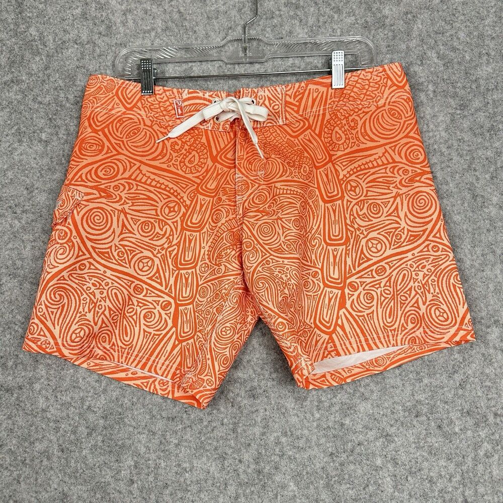 Pelagic 4Tek Board Shorts Swim Trunks Womens Medium Abstract Active Snap Tie 8"